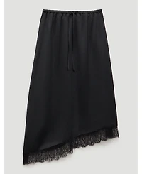 Hush Women's Satin Asymmetric Lace Trim Skirt