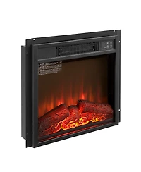 Flynama-Electric Fireplace Insert 18" 1400W 120V ,Equipped with remote control, ultra thin heater with log set & realistic flame