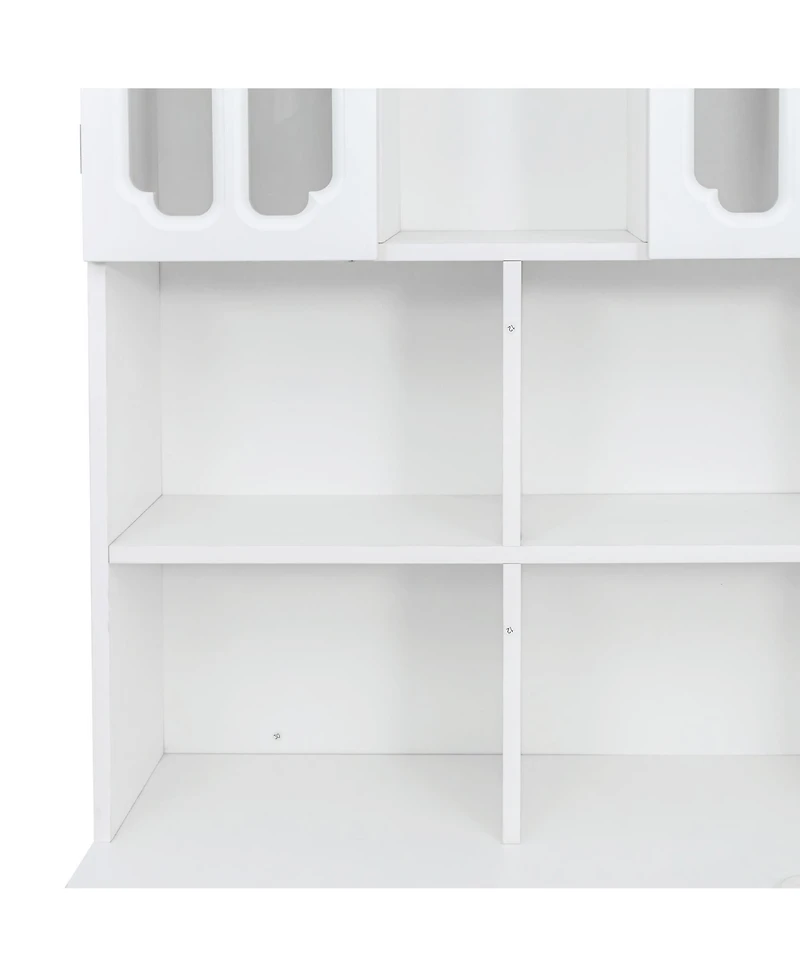 Streamdale L-Shaped Computer Desk with Drawers, Bookshelf, Hutch, White