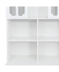 Streamdale L-Shaped Computer Desk with Drawers, Bookshelf, Hutch, White