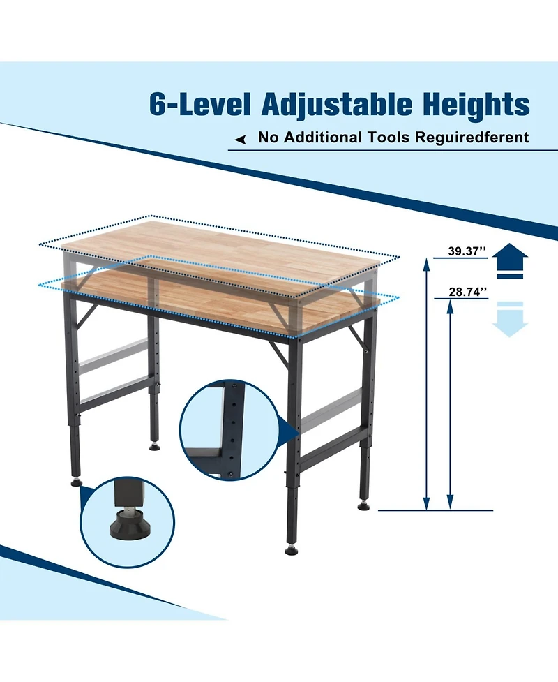 Streamdale 48" Heavy-Duty Adjustable Workbench for Garage