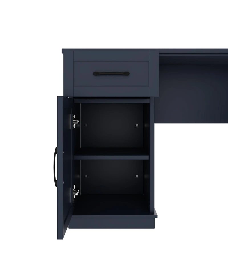 Streamdale Furniture 2-in-1 L-Shaped Desk w/ Cabinets, Drawers, Shelves & Power Outlet - Antique