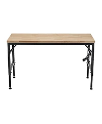 Streamdale Furniture Adjustable Height Workbench, 60" Rubber Wood Top with Power Outlets, 2000 lbs Capacity