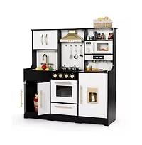 Kinder King Wooden Kids Play Kitchen, Pretend Kitchen Playset w/Sounds for Toddlers.