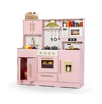 Kinder King Wooden Kids Play Kitchen, Pretend Kitchen Playset w/Sounds for Toddlers.