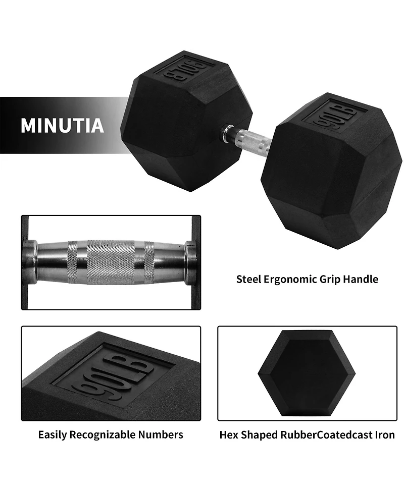 Signature Fitness Hex Single Dumbbell Strength Training Workout Equipment, 90 lb