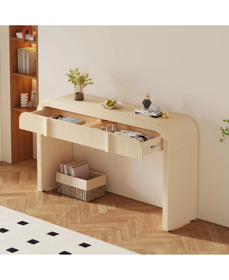 Streamdale Modern Rounded Console Table with 2 Drawers (Navy Blue)