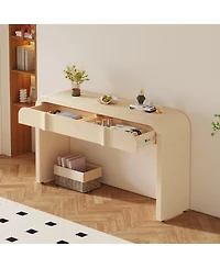 Streamdale Modern Rounded Console Table with 2 Drawers (Navy Blue)