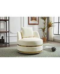 Streamdale Furniture Swivel Accent Chair, Faux Leather Barrel Club Chair