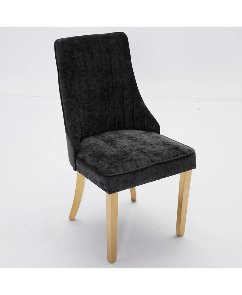Streamdale Furniture Chenille Dining Chairs Set of 2 Black