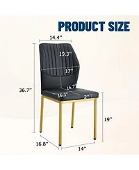 Streamdale Furniture Luxury Black Pu Dining Chairs - Gold Legs (Set of 4)