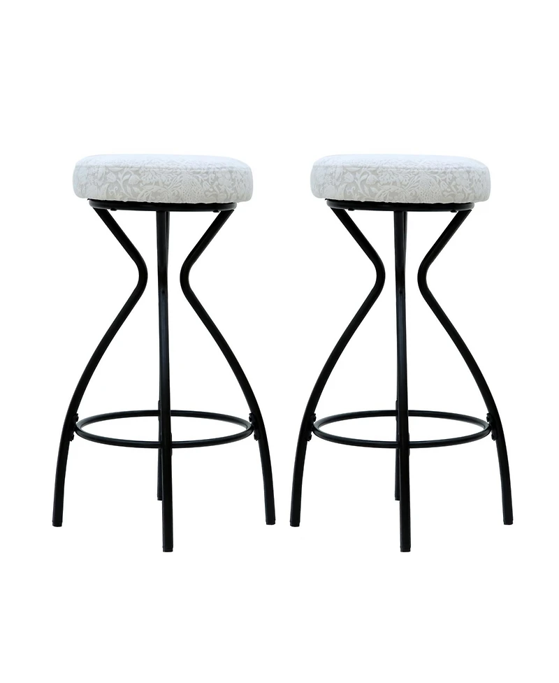 Streamdale Furniture 29" Floral Counter Stools - Black & White (Set of 2)