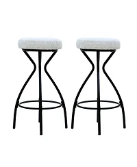 Streamdale Furniture 29" Floral Counter Stools - Black & White (Set of 2)