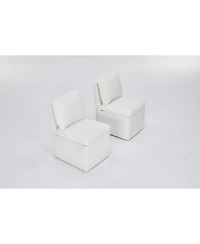Streamdale Furniture Linen Ivory Dining Chair with Casters & Storage (Set of 2)