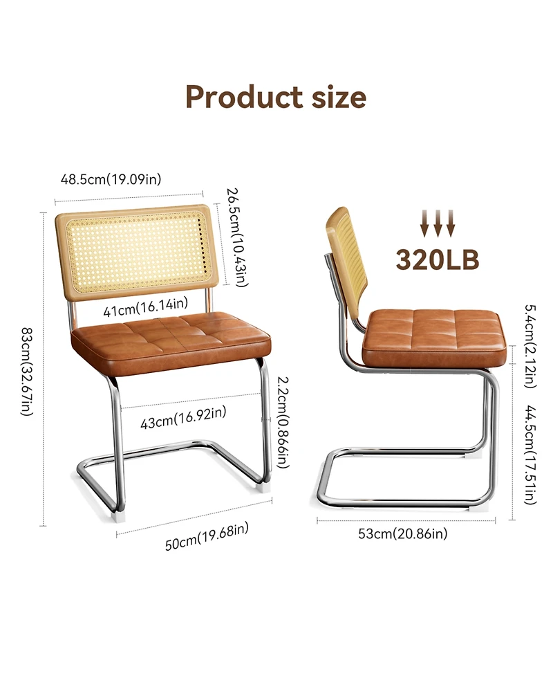 Streamdale Furniture Rattan Dining Chairs Faux Leather Brown (Set of 2)