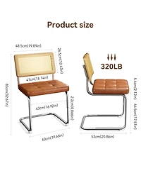 Streamdale Furniture Rattan Dining Chairs Faux Leather Brown (Set of 2)