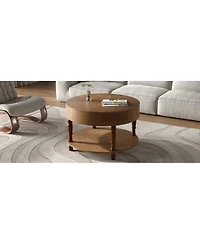 Streamdale Furniture Modern Round Coffee Table with Storage - Walnut