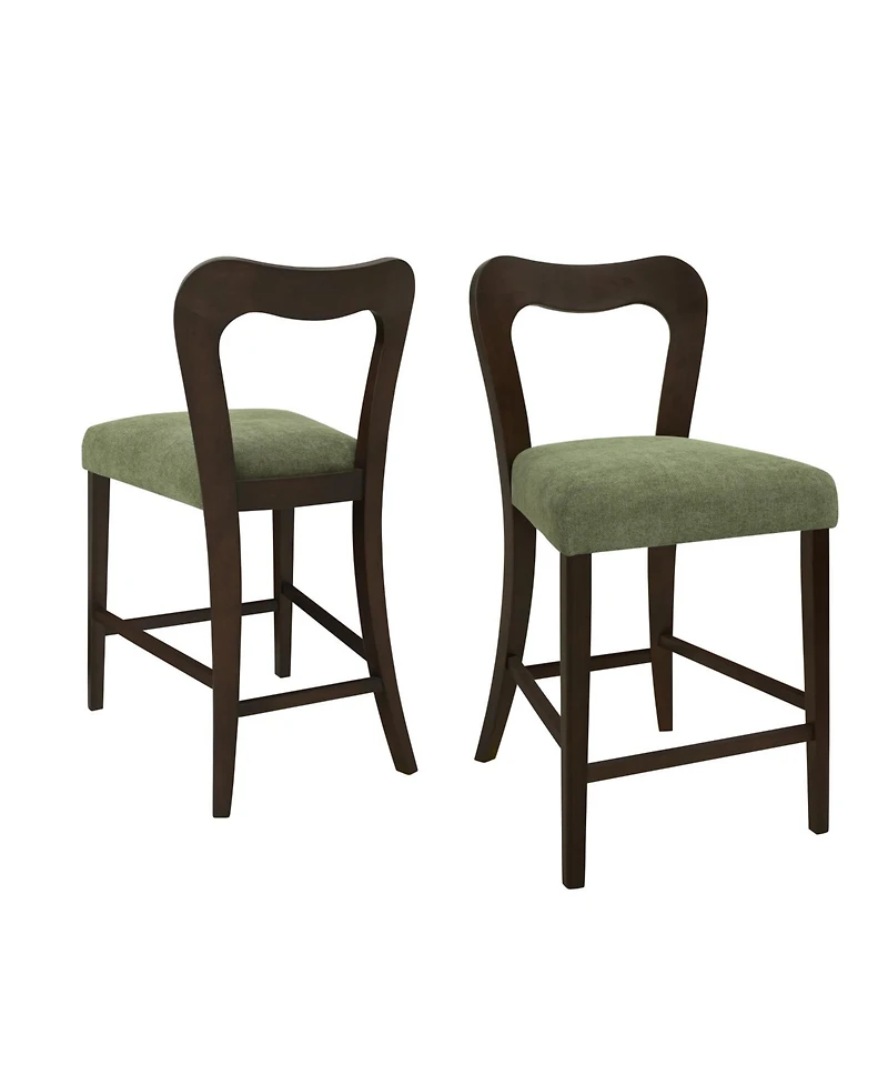 Streamdale Counter Stool Without Arm(dark brown+green) Set of 2