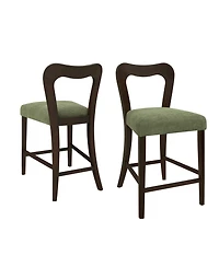 Streamdale Counter Stool Without Arm(dark brown+green) Set of 2