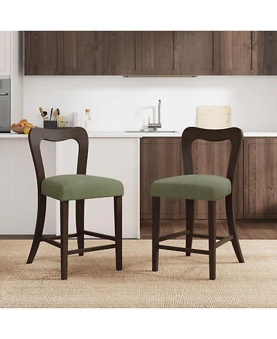 Streamdale Counter Stool Without Arm(dark brown+green) Set of 2