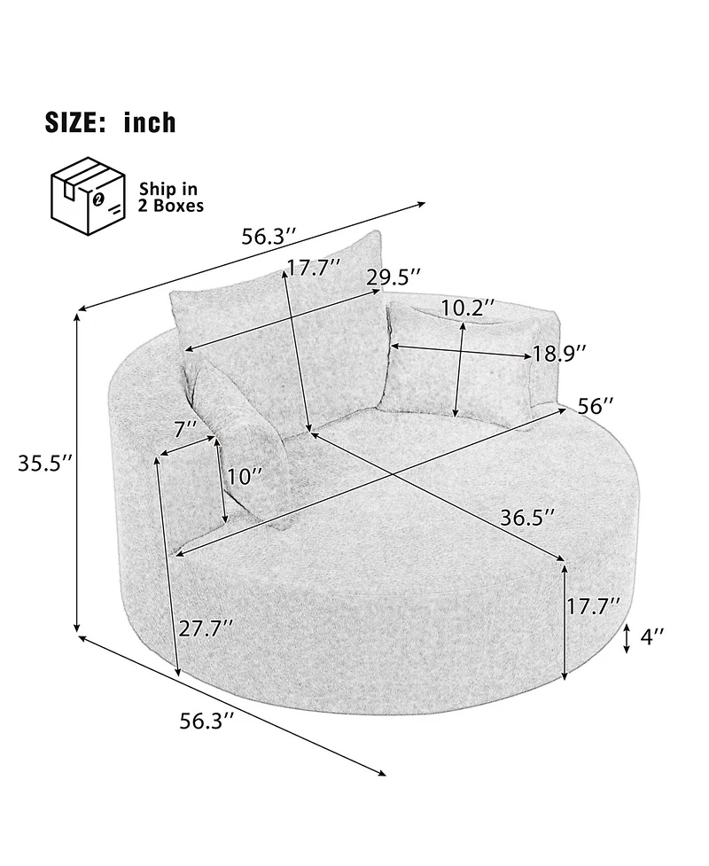 Streamdale Swivel Barrel Accent Chair with Pillows - Orange Red