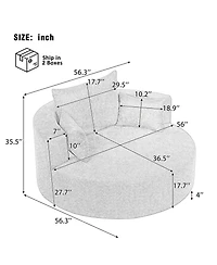 Streamdale Swivel Barrel Accent Chair with Pillows - Orange Red