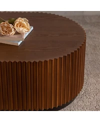 Streamdale Furniture Streamdale Nesting Coffee Table Set - Wave Stripe Edge, Modern Wooden Circle