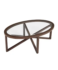 Streamdale Furniture Modern Wood Base, Round Top Glass Coffee Table