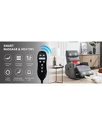 Streamdale Furniture Heat Massage Rocker Recliner Chair, Swivel Fabric, Grey