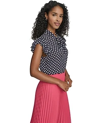 Tommy Hilfiger Women's Double Dot Tie Neck Top