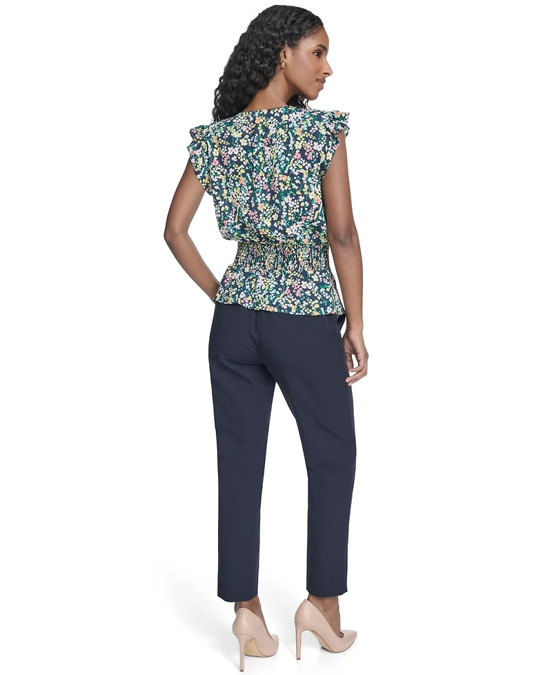 Tommy Hilfiger Women's Floral Smocked Peplum Top