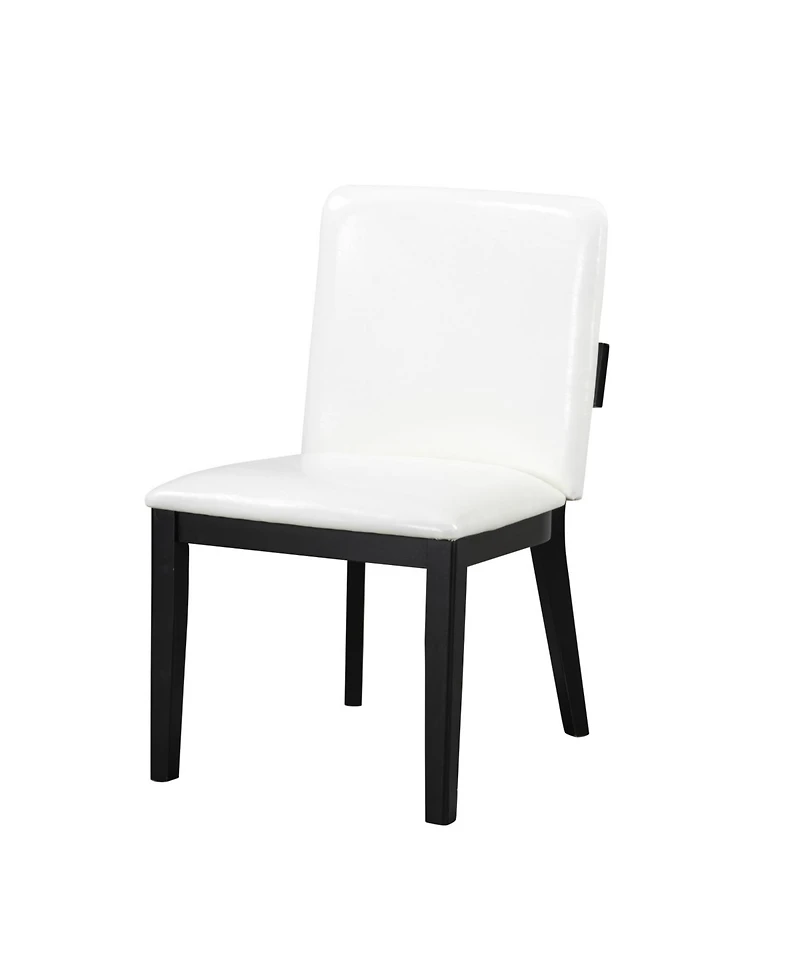 Streamdale Furniture Wood & White Leather Dining Chairs