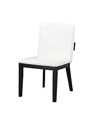 Streamdale Furniture Wood & White Leather Dining Chairs