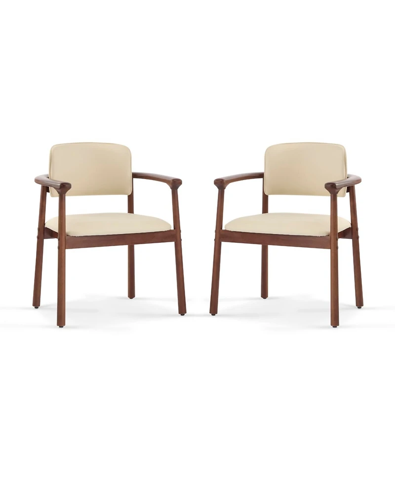 Streamdale Furniture 2-Pack Dining Chairs, Rubber Wood, Pu Foam Seat