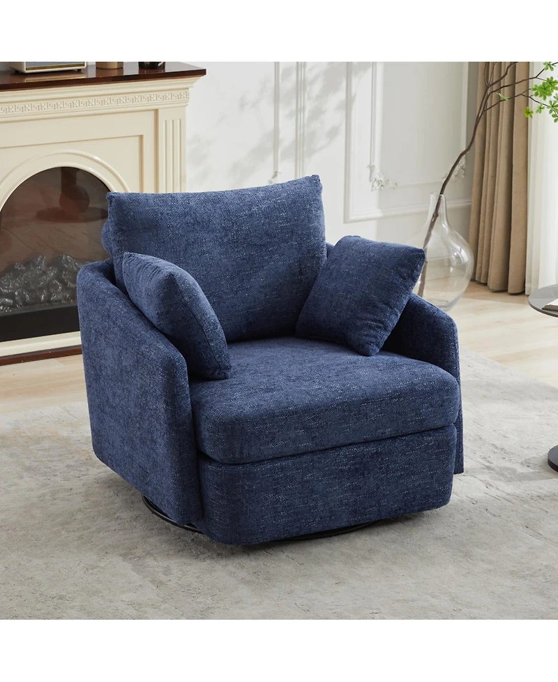Streamdale Chenille Swivel Accent Chair with Pillows