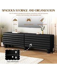 Streamdale Furniture Cream Tv Stand Console - 75" Tv, Adjustable Shelves