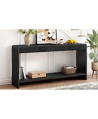 Streamdale Modern 3-Drawer Console Table - Slat Design