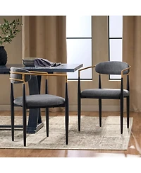 Streamdale Furniture Modern Gold Accent Upholstered Dining Chairs (Set of 2)