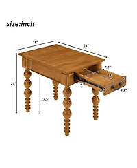 Streamdale Furniture Solid Wood Coffee Table Set of 3 w/ Drawer - Vintage Style (Natural)