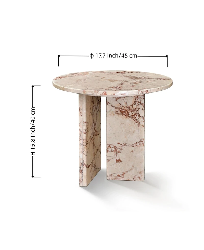 Streamdale Furniture Pink Marble Coffee Table - Small, Natural Stone, 17.7 Inch