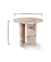 Streamdale Furniture Pink Marble Coffee Table - Small, Natural Stone, 17.7 Inch