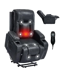 Streamdale Furniture Streamdale Dark Grey Power Lift Recliner, 350 Lbs, Massage, Heat, Usb & Cup Holders