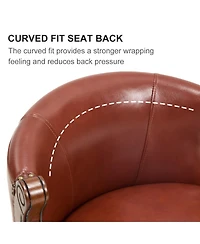 Streamdale Furniture Cow Leather Adjustable Swivel Bar Stool - Brown