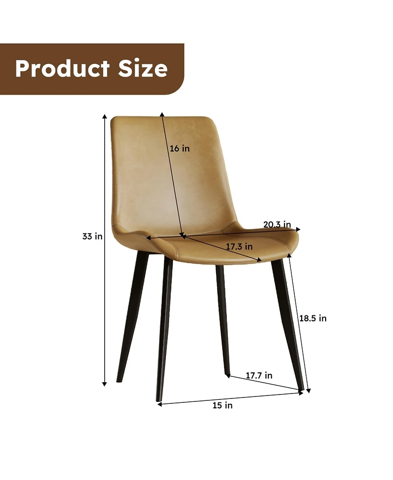Streamdale Furniture Pu Leather Dining Chairs, Carbon Steel Legs, Brown (Set of 4)
