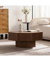Streamdale Furniture 30.5" Walnut Octagon Coffee Table - Living Room/Office