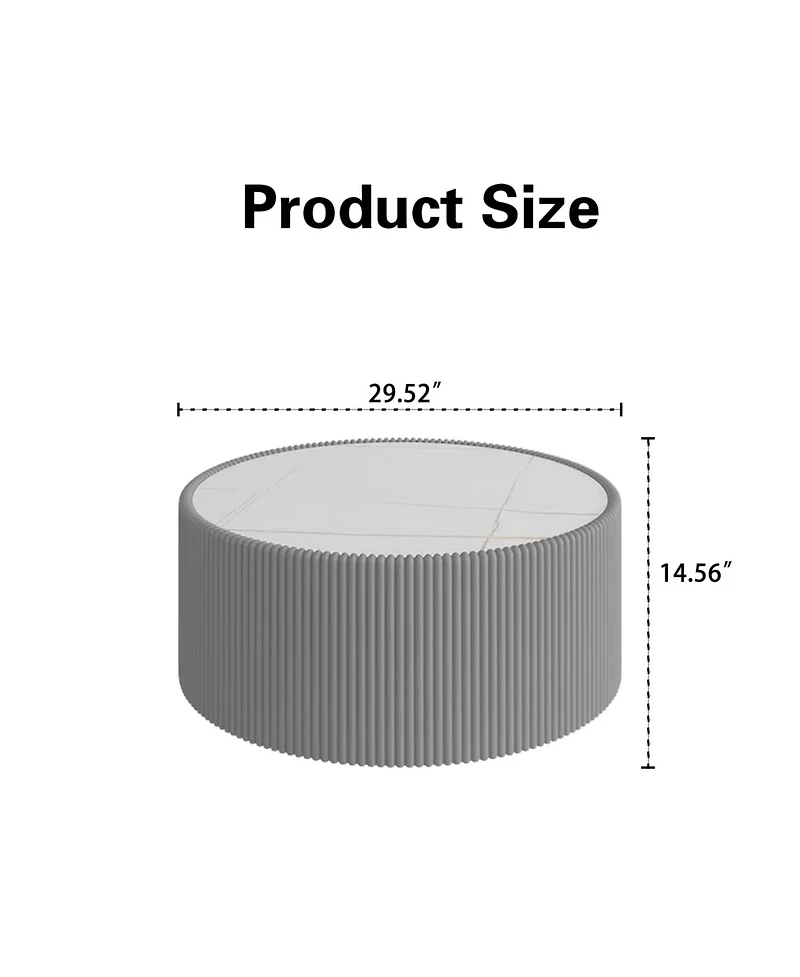 Streamdale Furniture Light Marble Top Leather Coffee Table