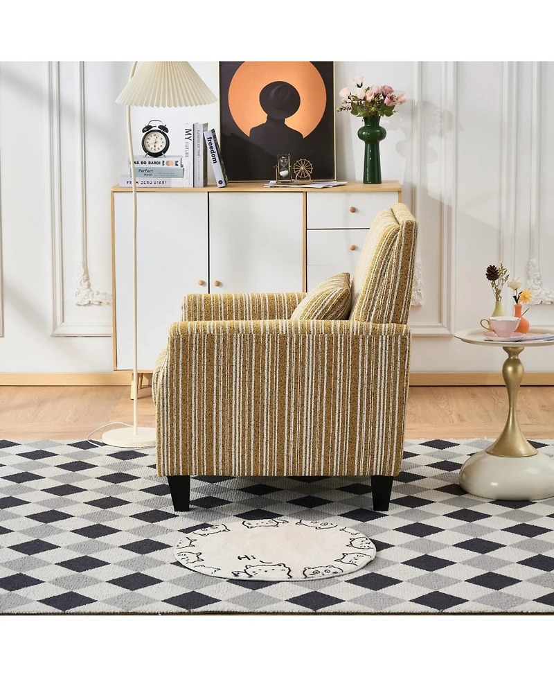 Streamdale Furniture Streamdale Yellow Striped Accent Chair with Nailhead Trim