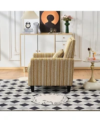 Streamdale Furniture Streamdale Yellow Striped Accent Chair with Nailhead Trim