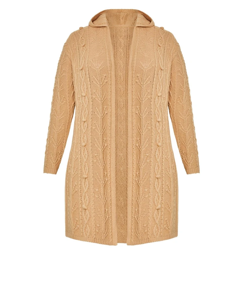 Avenue Women's Camilla Cable Knit Hooded Cardigan