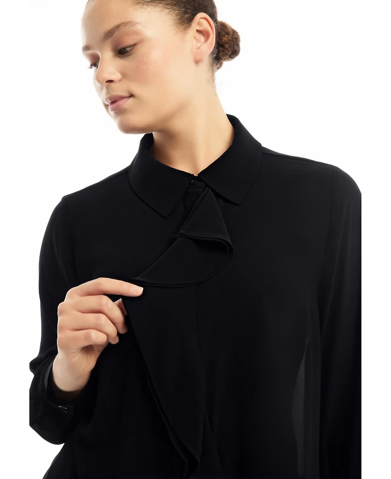 June & Vie Women's + Ruffled Georgette Blouse